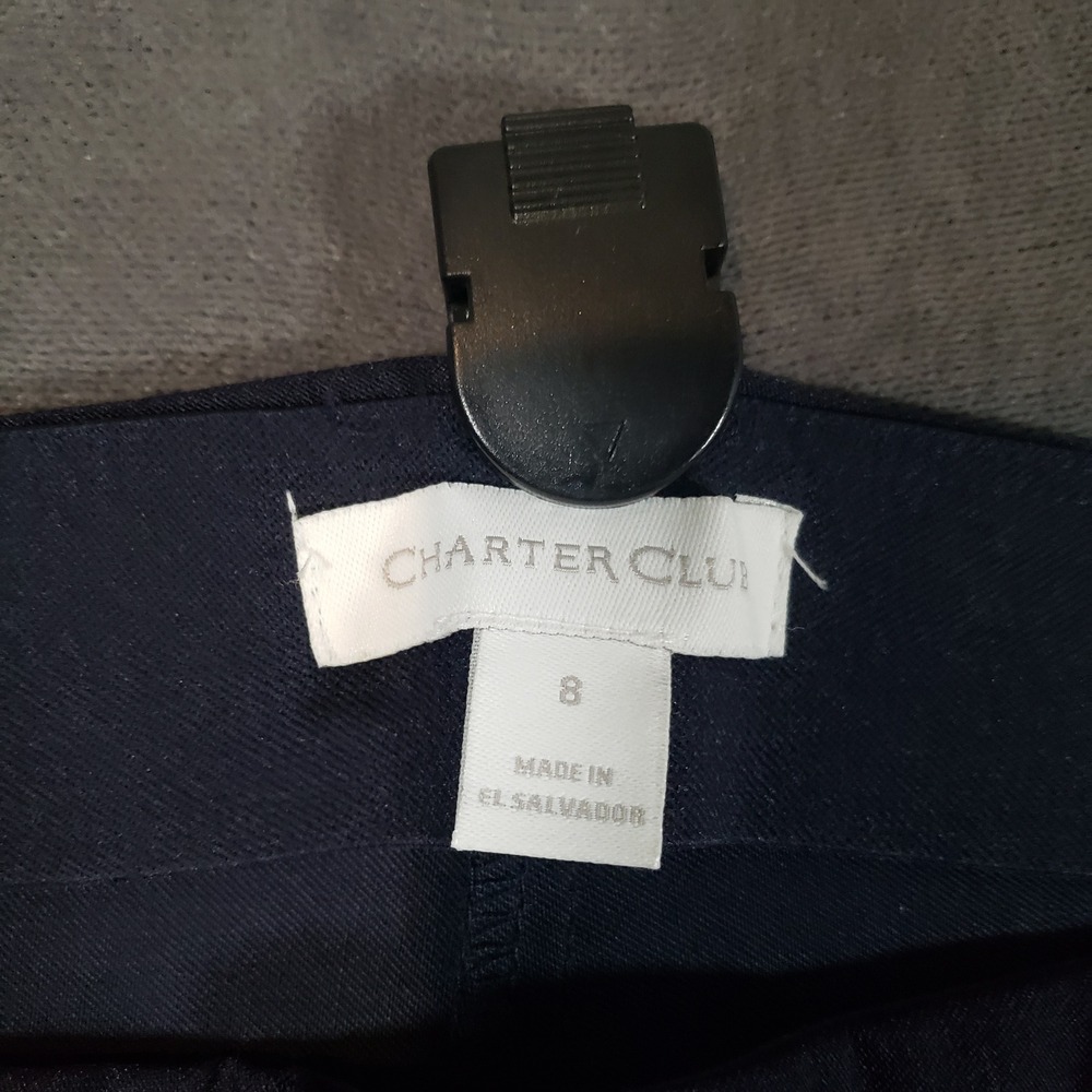 Charter Club Pull‎ On Pants Womens 8 Navy Blue Cropped Vented Hem - Picture 6 of 11